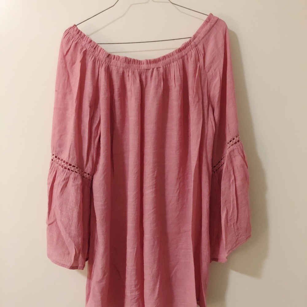 Bohemian off-shoulder pink top